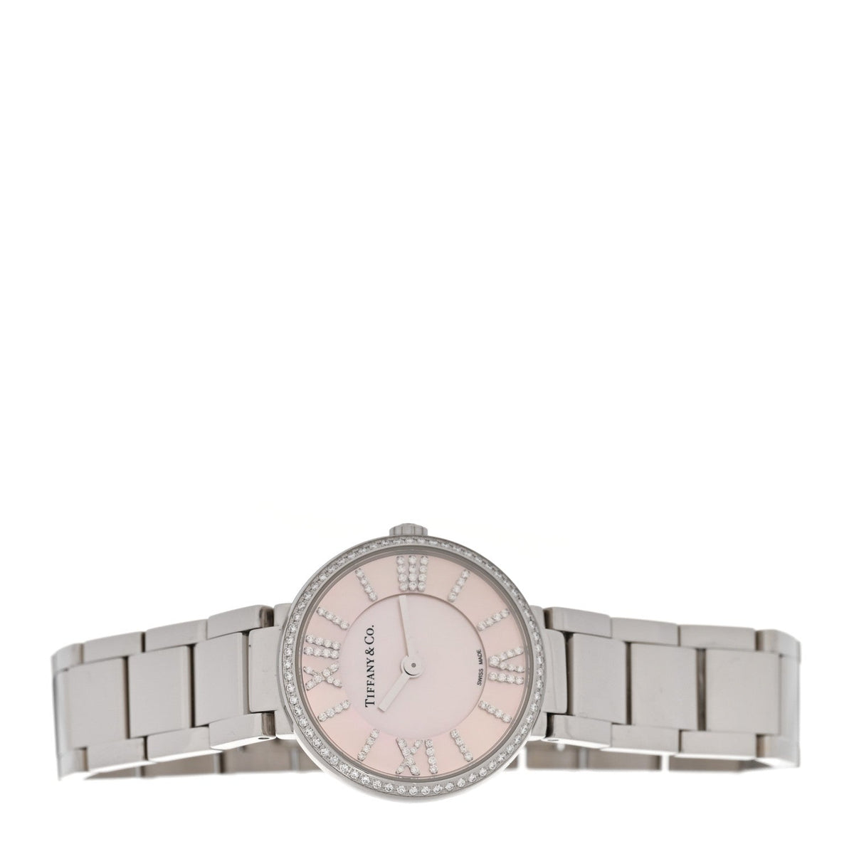 Tiffany Stainless Steel Diamond 24mm Atlas 2-Hand Quartz Watch Silver