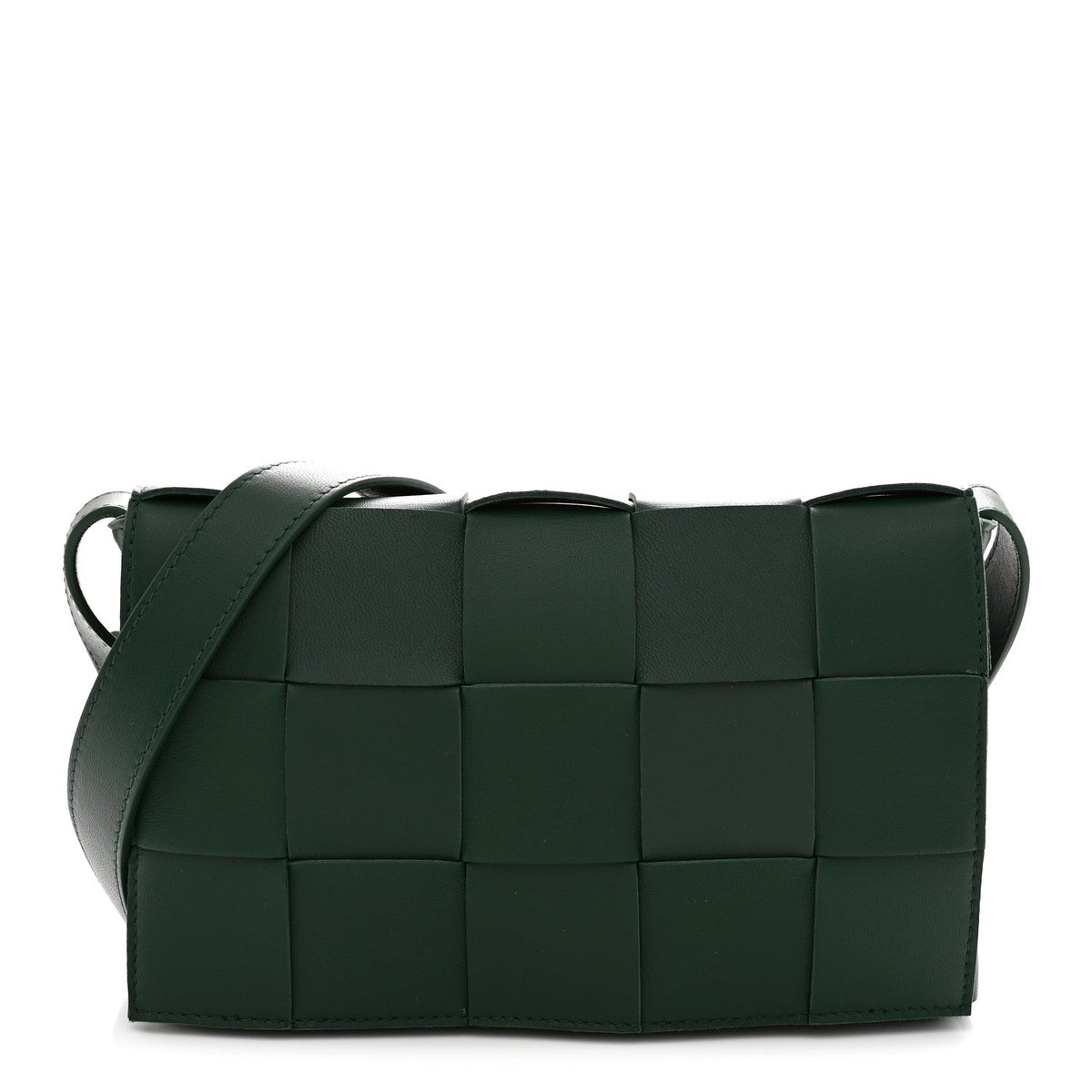 Bottega Veneta Lambskin Maxi Intrecciato Cassette Crossbody Bag Raintree