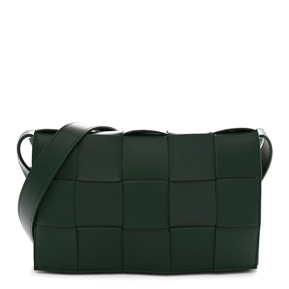 Bottega Veneta Lambskin Maxi Intrecciato Cassette Crossbody Bag Raintree