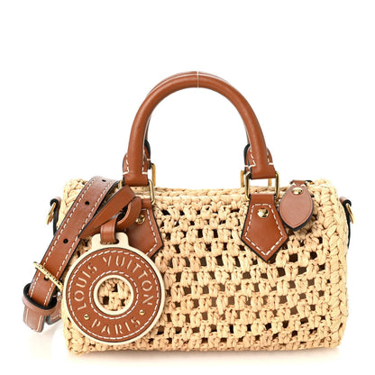 Louis Vuitton Raffia Nano Speedy Natural Tan