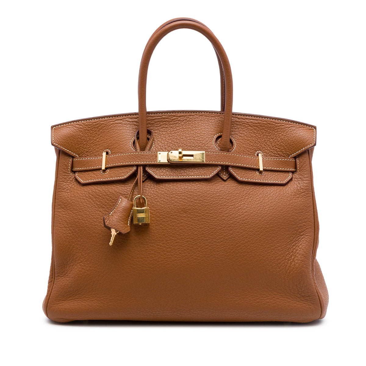 Birkin Handbag Brown Clemence with Gold Hardware 35