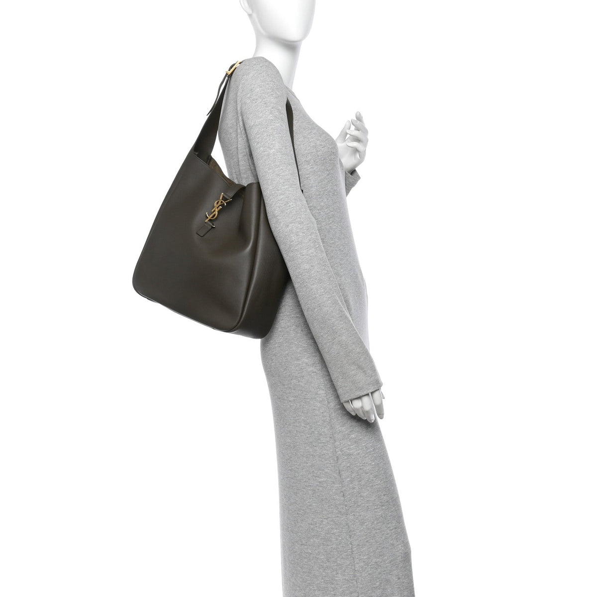 Saint Laurent Smooth Calfskin Large Le 5 A 7 Soft Hobo Light Musk