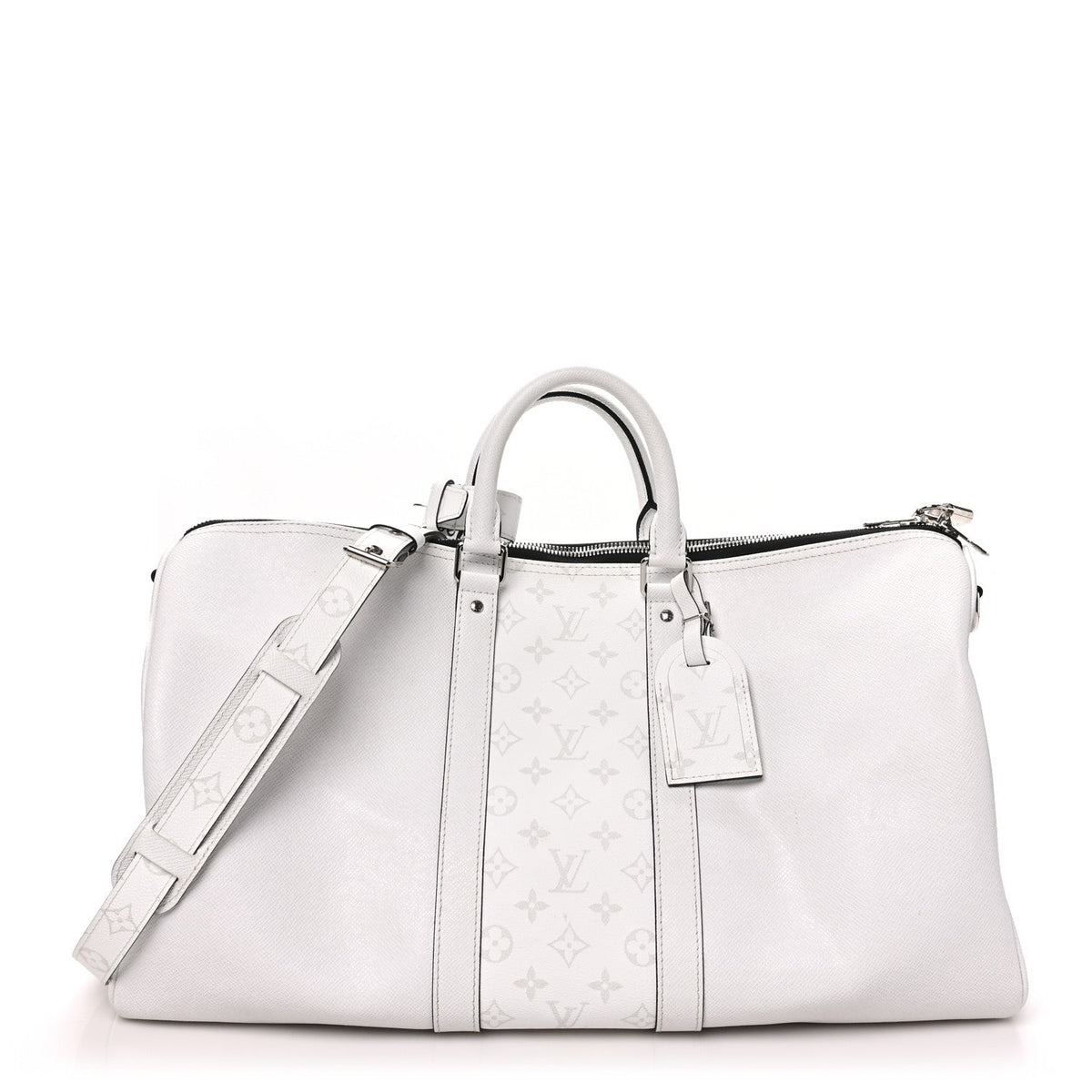 Louis Vuitton Monogram Taiga Keepall Bandouliere 45 Duffel White