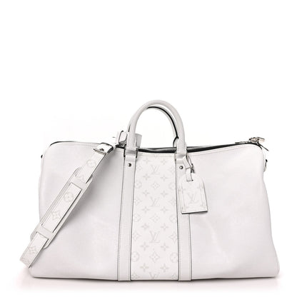 Louis Vuitton Monogram Taiga Keepall Bandouliere 45 Duffel White