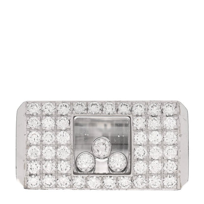 Chopard 18K White Gold Diamond Happy Diamond Signet Pave Ring