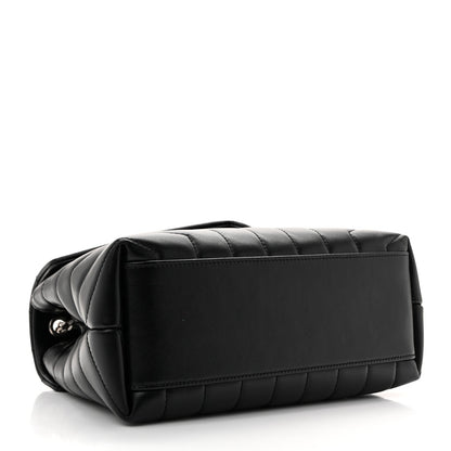 Saint Laurent Calfskin Y Quilted Monogram Small Loulou Chain Satchel Black