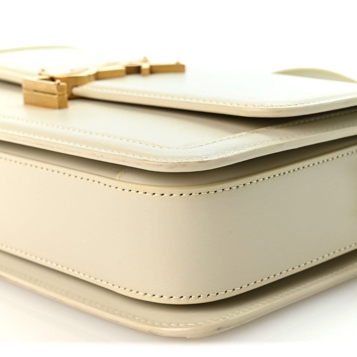 Saint Laurent Box Calfskin Monogram Medium Solferino Satchel Crema Soft