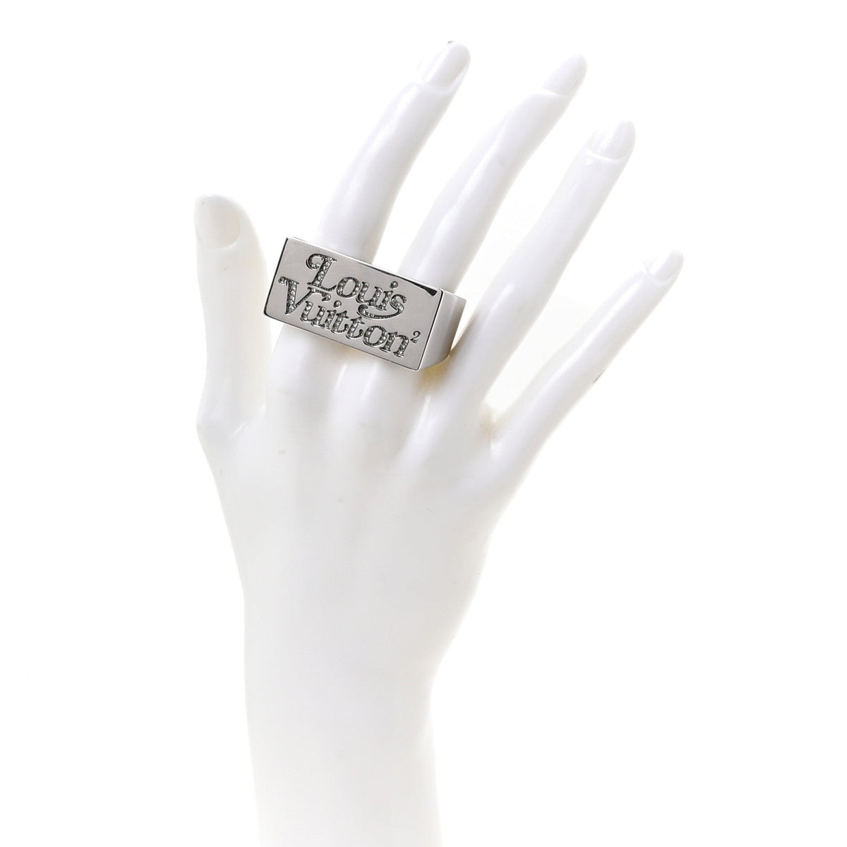 Louis Vuitton X NIGO Stainless Steel Strass Squared Double Ring L Silver