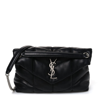 Saint Laurent Lambskin Quilted Small Loulou Puffer Satchel Black