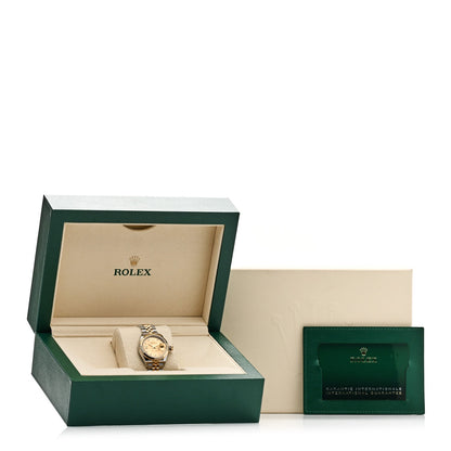 Rolex Stainless Steel 18K Yellow Gold Diamond 28mm Oyster Perpetual Datejust Watch Champagne Star 279173