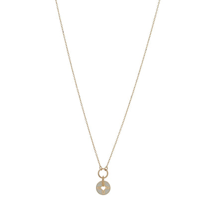 Foundrae 18K Yellow Gold Enamel Petite Champleve True Love Knot Necklace White