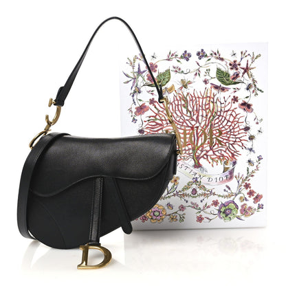 Christian Dior Shiny Goatskin Saddle Bag Black