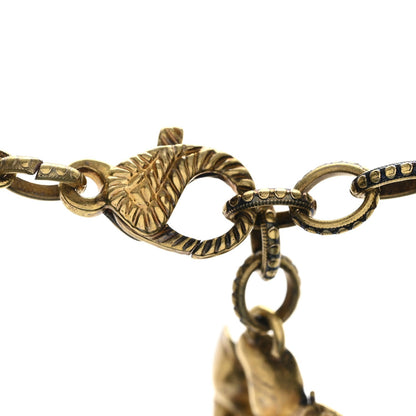 Gucci Metal Crystal Bead Flower Long Necklace Gold
