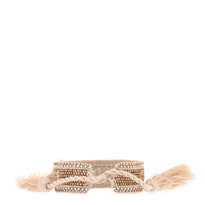 Christian Dior Woven Cotton Crystal Embroidered J'Adior Bracelet Gold