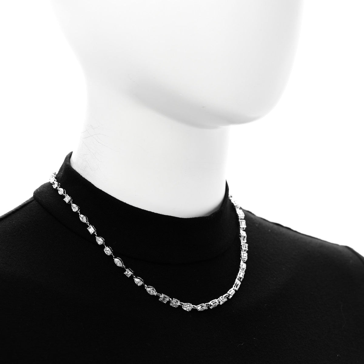 Parker & West by FASHIONPHILE18K White Gold Diamond 11.30ctw Emerald Marquis Oval Pear Princess Cut Necklace