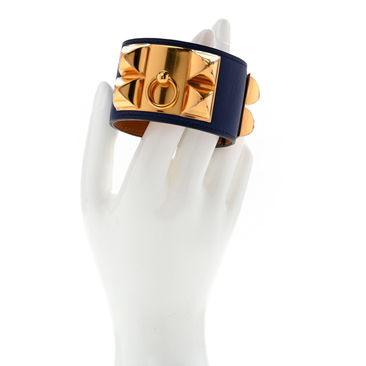 Hermès Swift Gold Plated CDC Collier de Chien Bracelet Bleu Agate