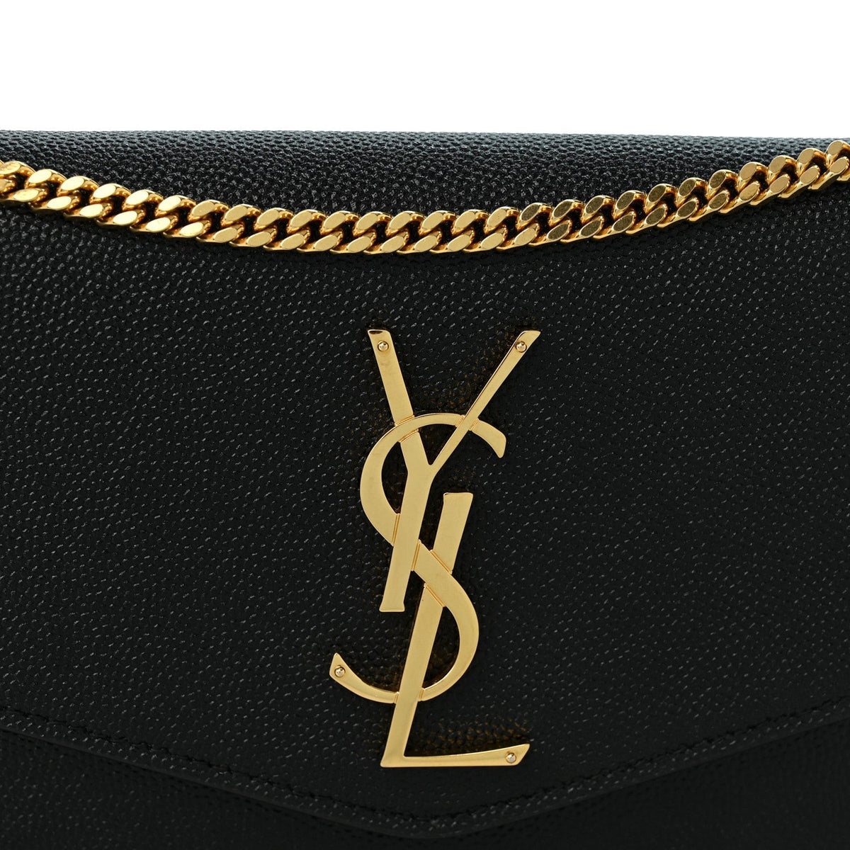 Saint Laurent Grain de Poudre Uptown Chain Wallet Black