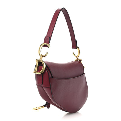 Christian Dior Grained Calfskin Saddle Bag Red
