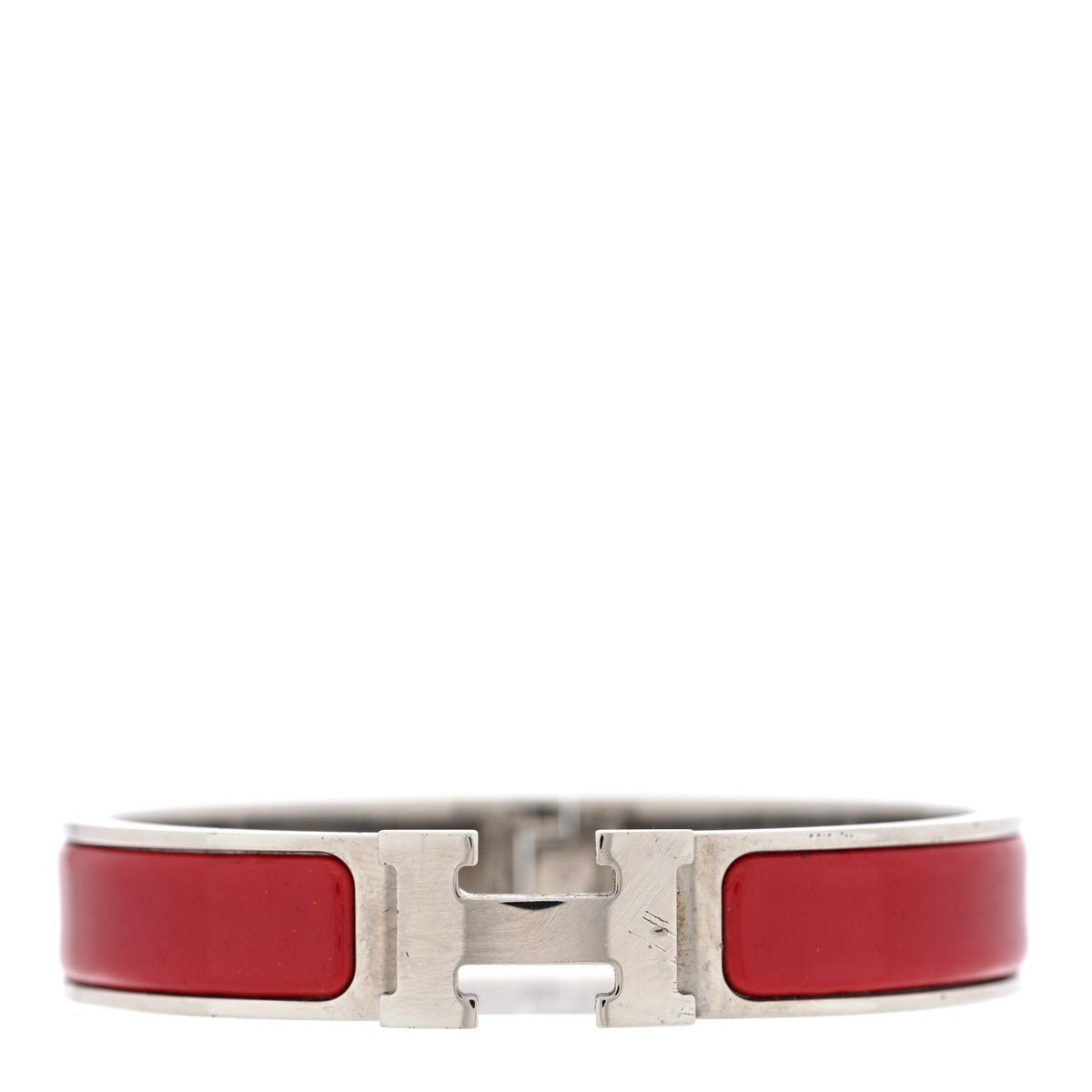 Hermes Enamel Narrow Clic Clac H Bracelet PM Rouge