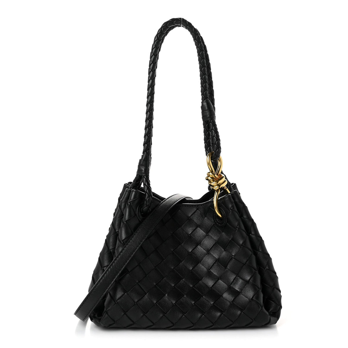 Bottega Veneta Nappa Intrecciato Small Parachute Shoulder Bag Black