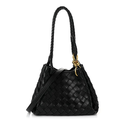 Bottega Veneta Nappa Intrecciato Small Parachute Shoulder Bag Black