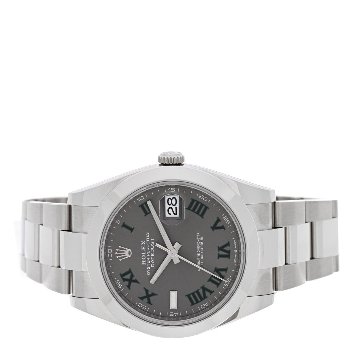 Rolex Stainless Steel 41mm Oyster Perpetual Wimbledon Datejust Watch Slate 126300