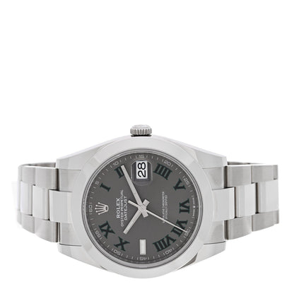 Rolex Stainless Steel 41mm Oyster Perpetual Wimbledon Datejust Watch Slate 126300