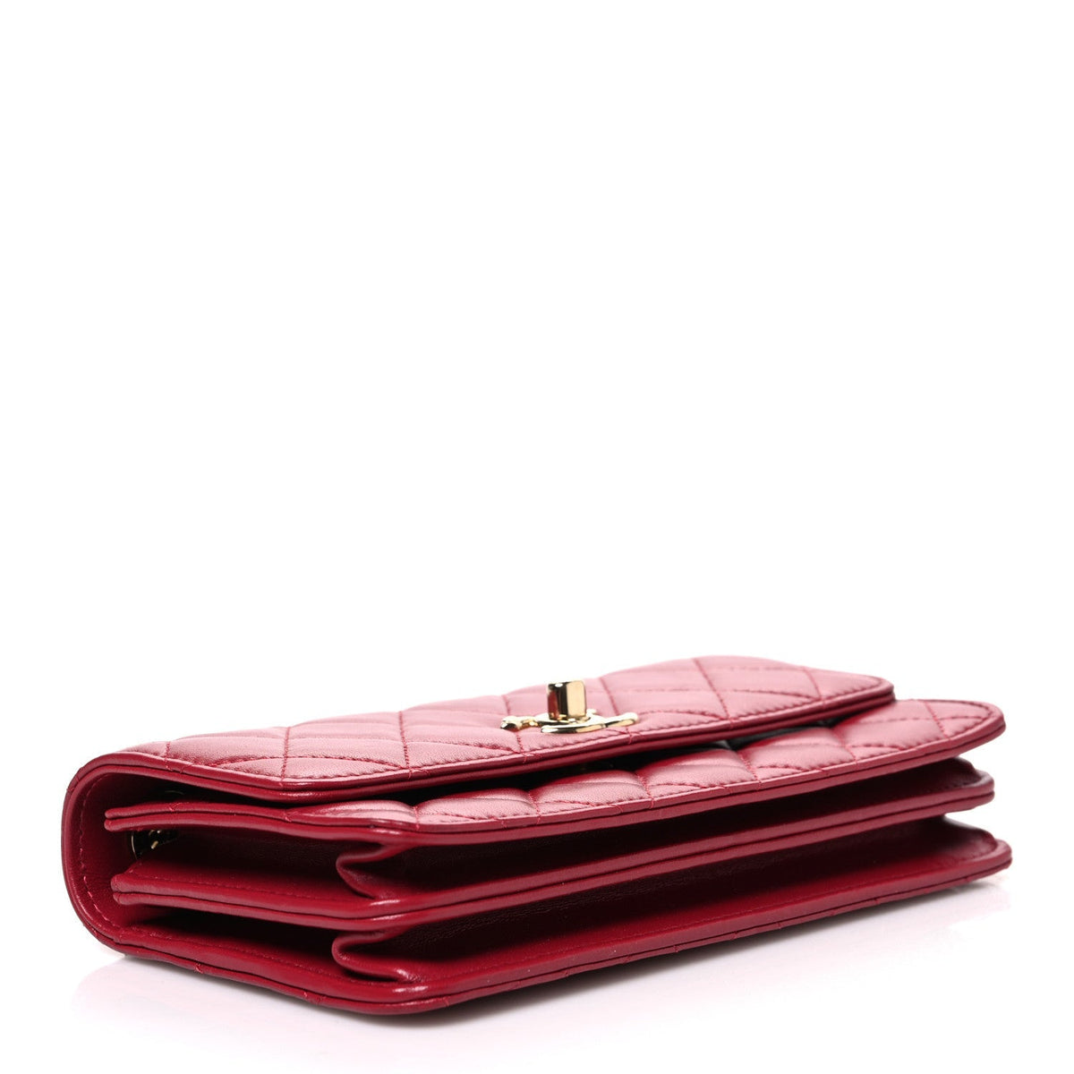 Chanel Lambskin Quilted Trendy CC Dual Handle Clutch With Chain Red