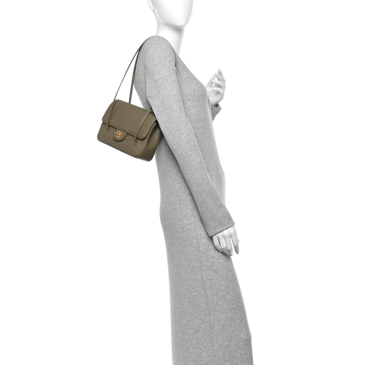 Chanel Shiny Caviar Preppy Coco Small Flap Bag Dark Khaki
