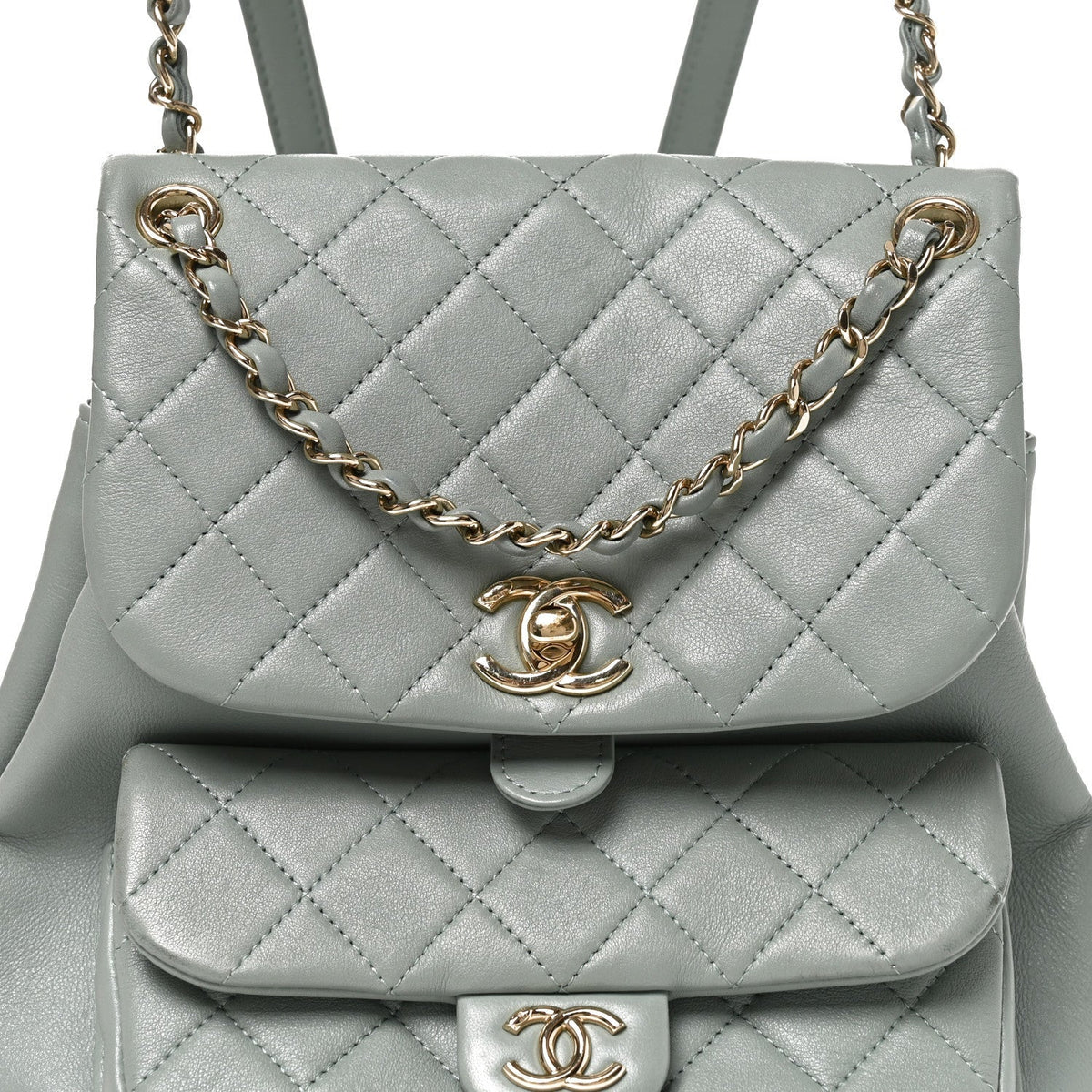 Chanel Lambskin Quilted Large Duma Backpack Grey