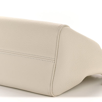 Celine Calfskin Cuir Small Triomphe Cabas Drawstring White