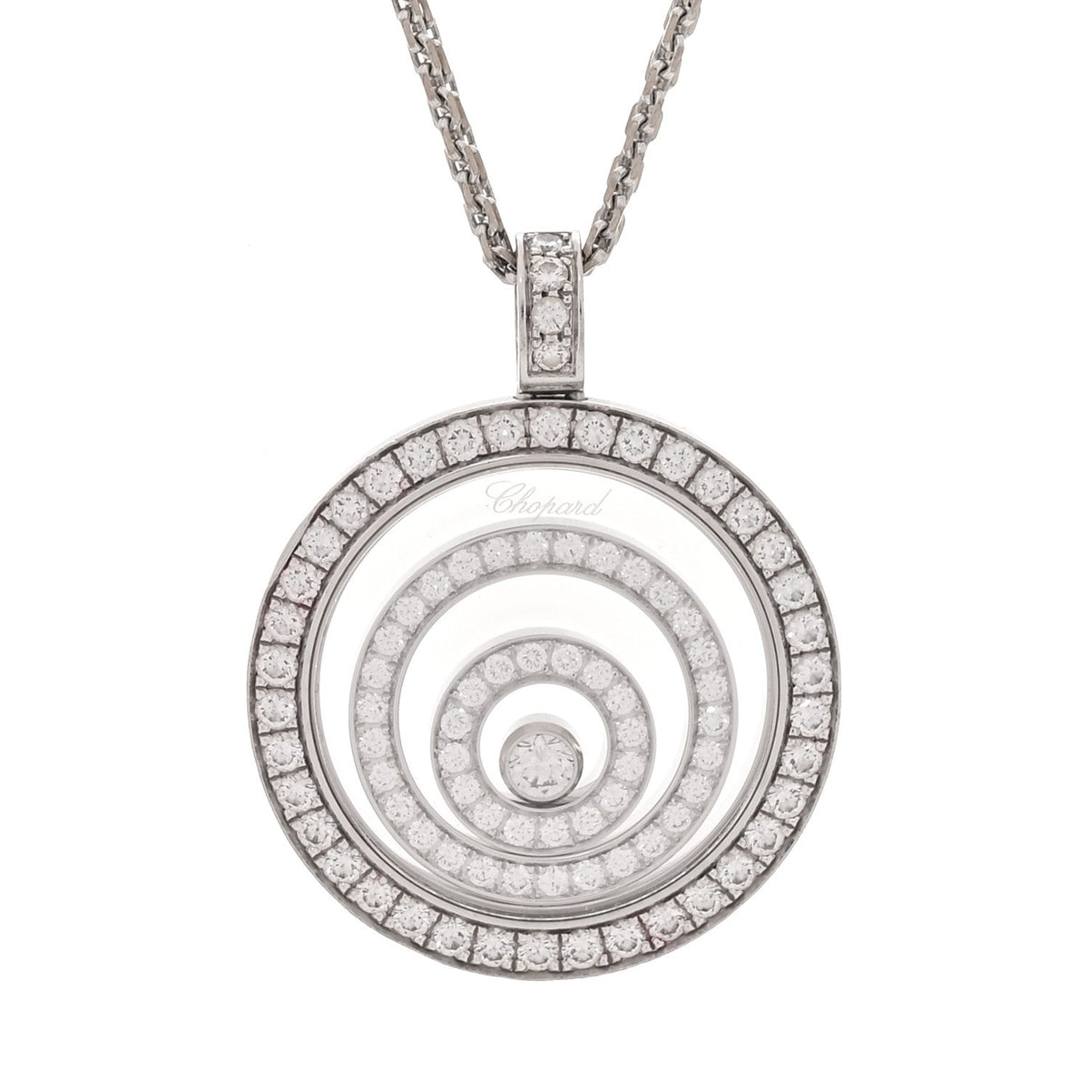 Chopard 18K White Gold Diamond Happy Spirit Pendant Necklace