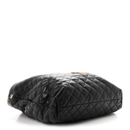 Saint Laurent Lambskin Quilted Maxi Icare Shopping Tote Black