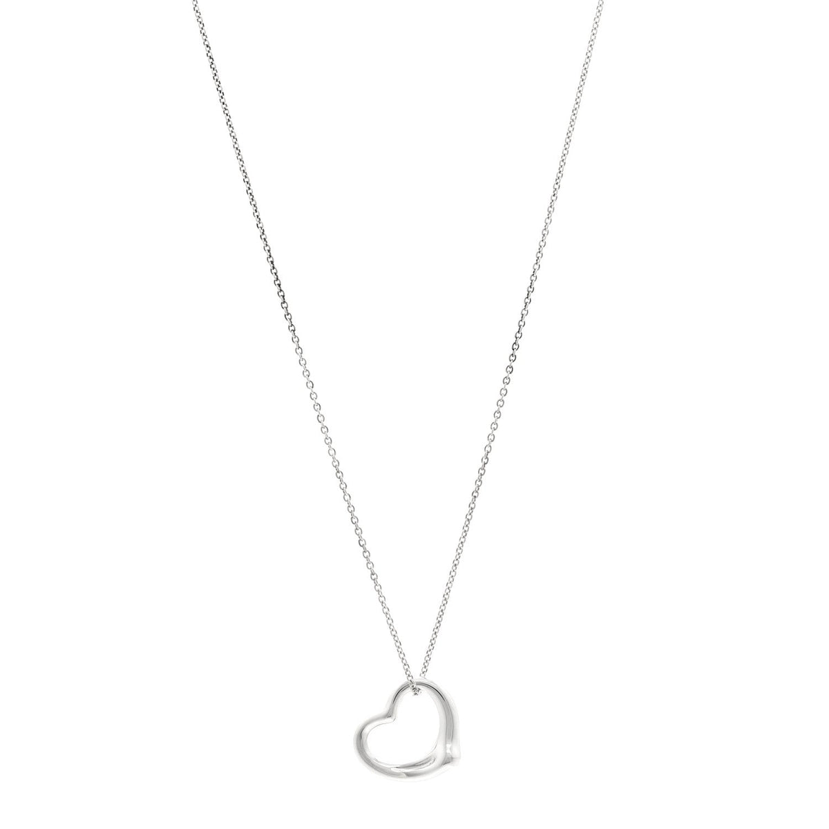 Tiffany Sterling Silver Elsa Peretti 22mm Open Heart Pendant Necklace