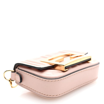 Fendi Nappa Matisse FF Embossed Nano Baguette Charm Rosa Quarzo