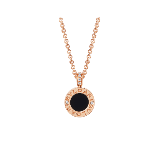18K Rose Gold Onyx Diamonds BVLGARI Necklace
