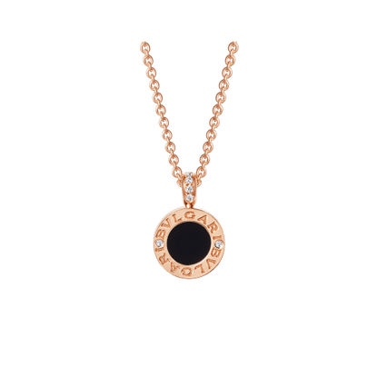 18K Rose Gold Onyx Diamonds BVLGARI Necklace