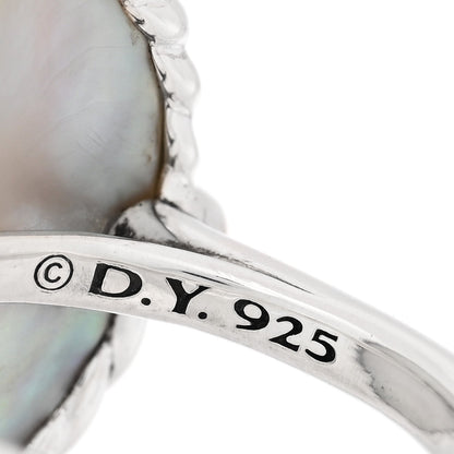 David Yurman Sterling Silver Mother of Pearl Diamond Elements Ring 49 5