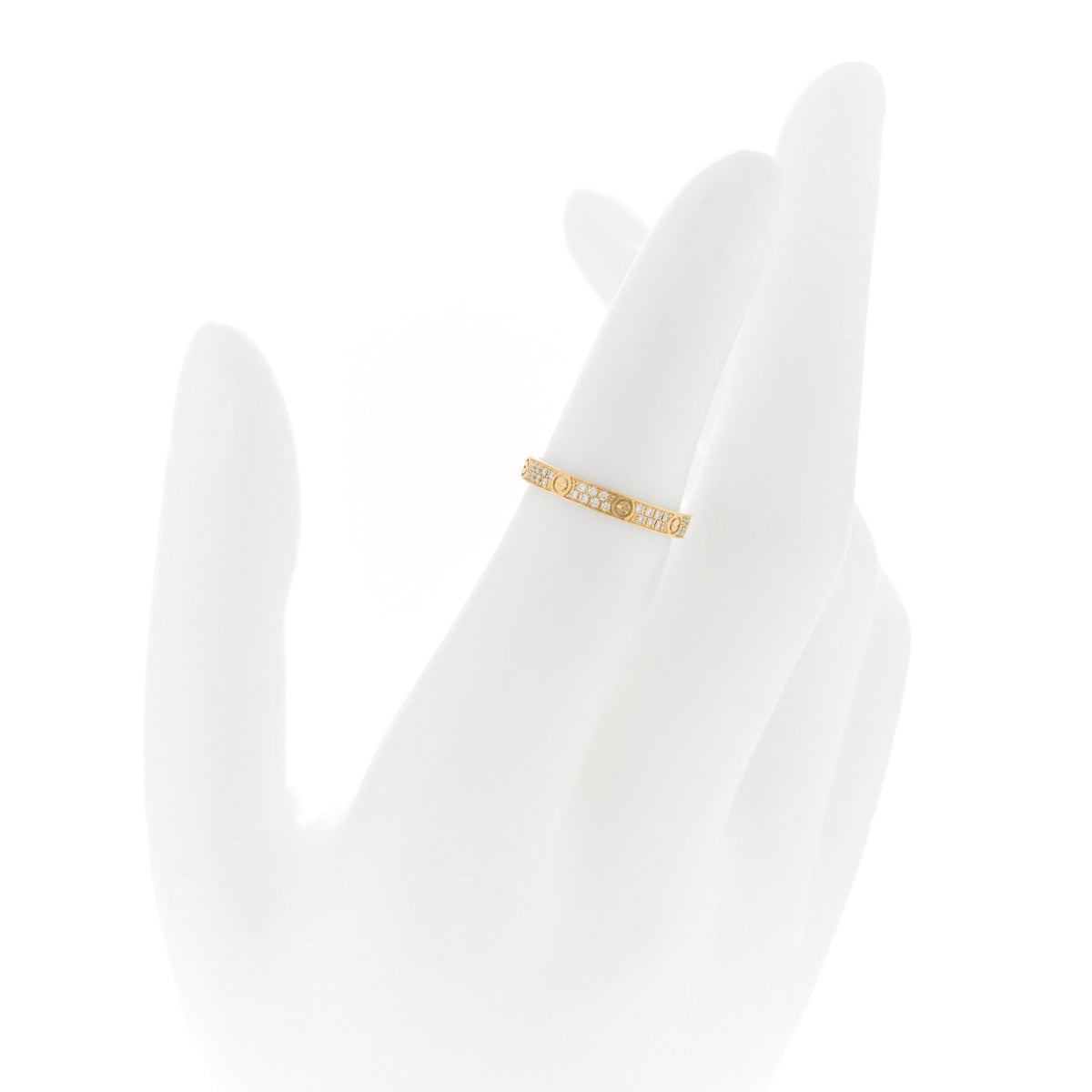 Cartier 18K Yellow Gold Diamond 2.6mm LOVE Paved Band Ring 48 4.5