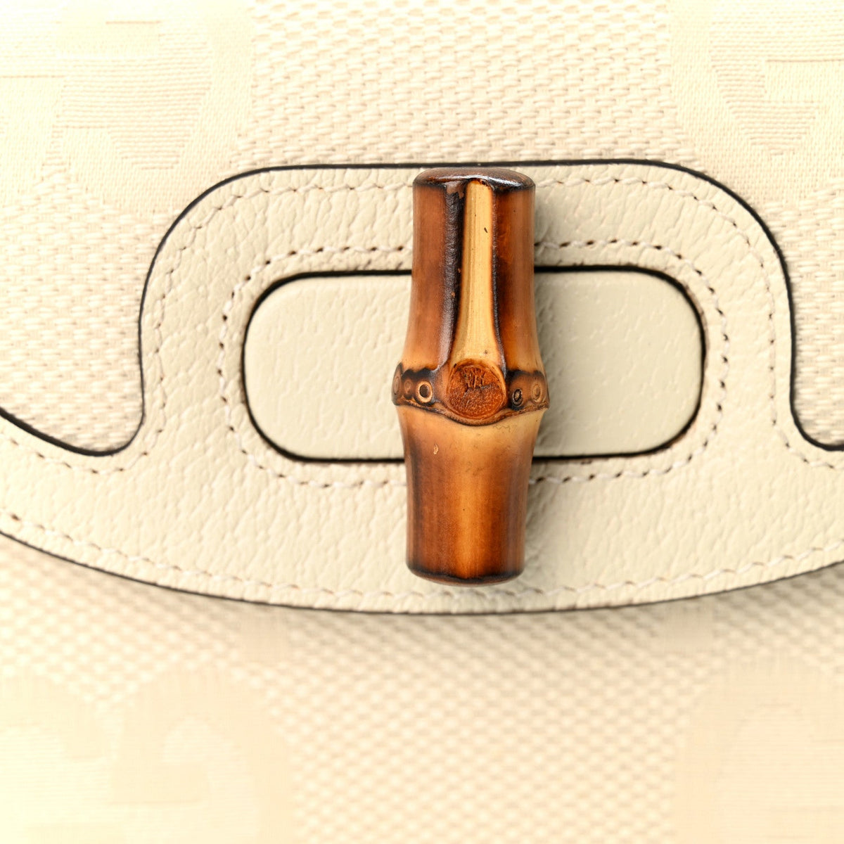 Gucci Jumbo GG Dollar Calfskin Mini Bamboo 1947 Bag Off White