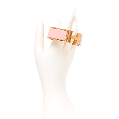 Hermes Enamel Wide Clic Clac H Bracelet PM Rose Dragee