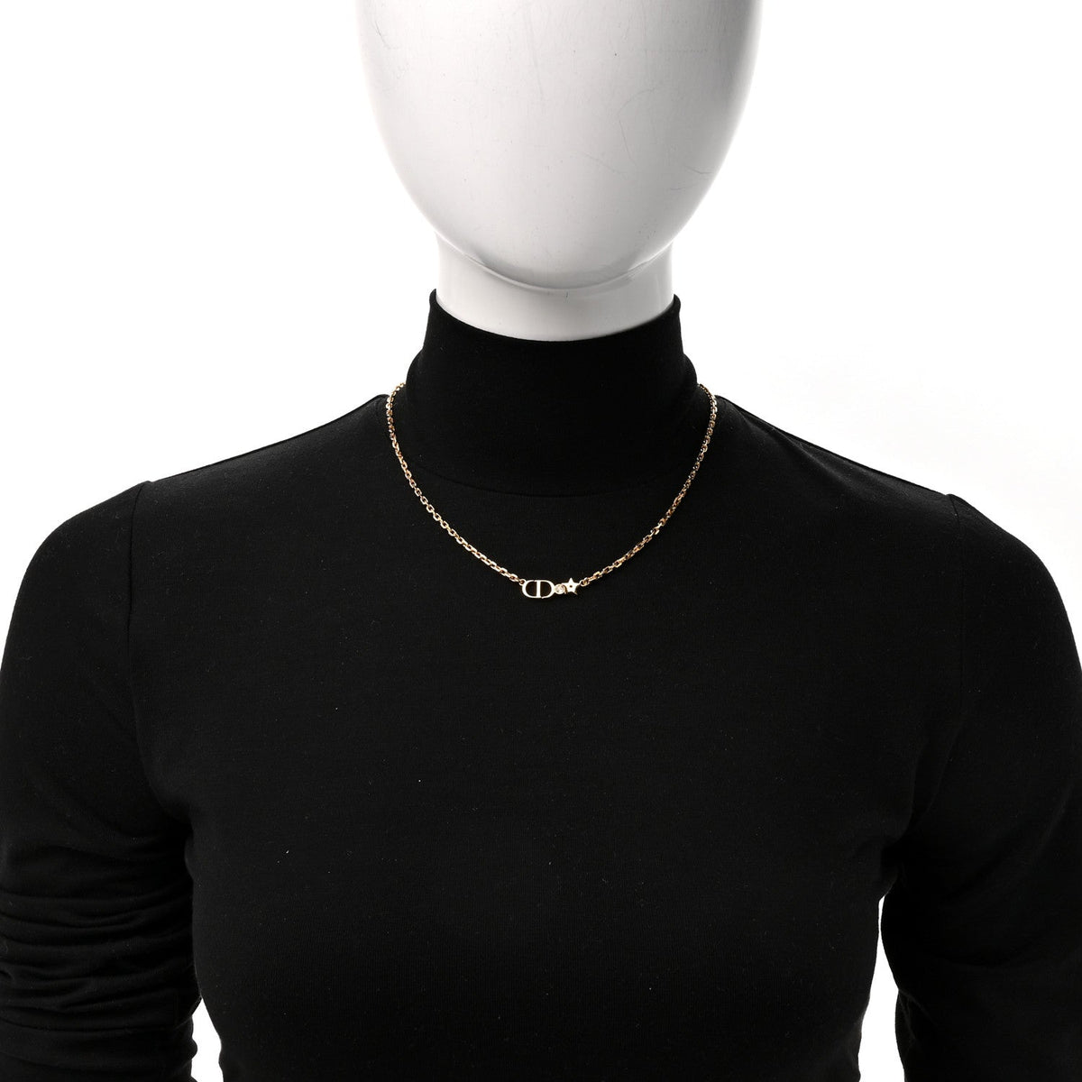 Christian Dior Crystal Star CD Necklace Gold