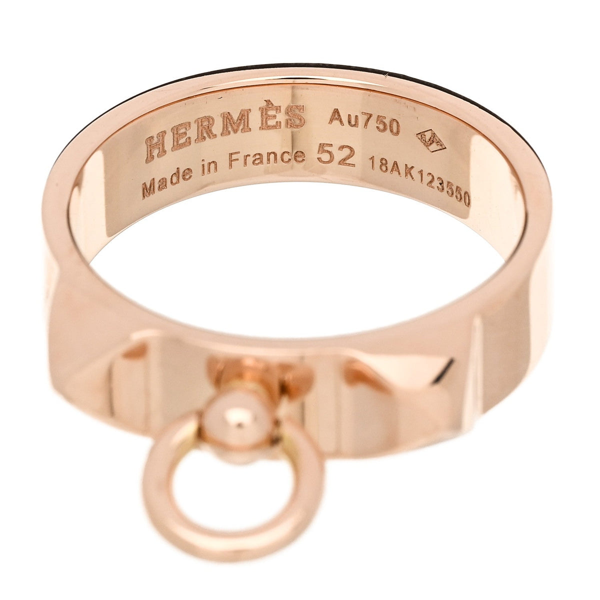 Hermes 18K Rose Gold PM Collier De Chien Ring