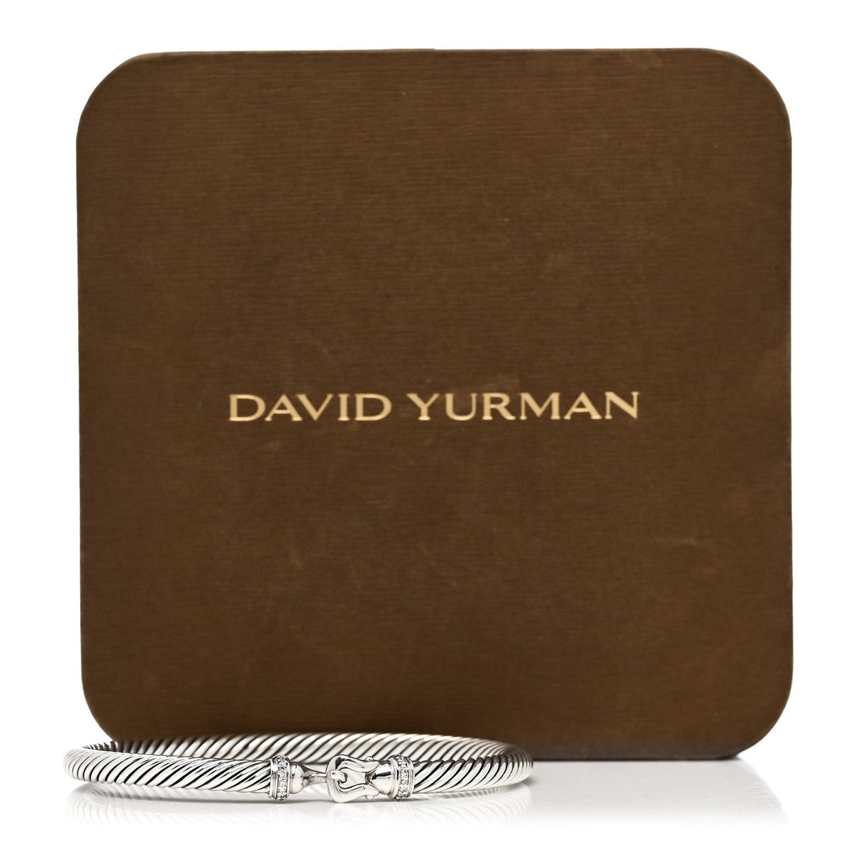 David Yurman Sterling Silver Diamond 5mm Cable Buckle Bracelet