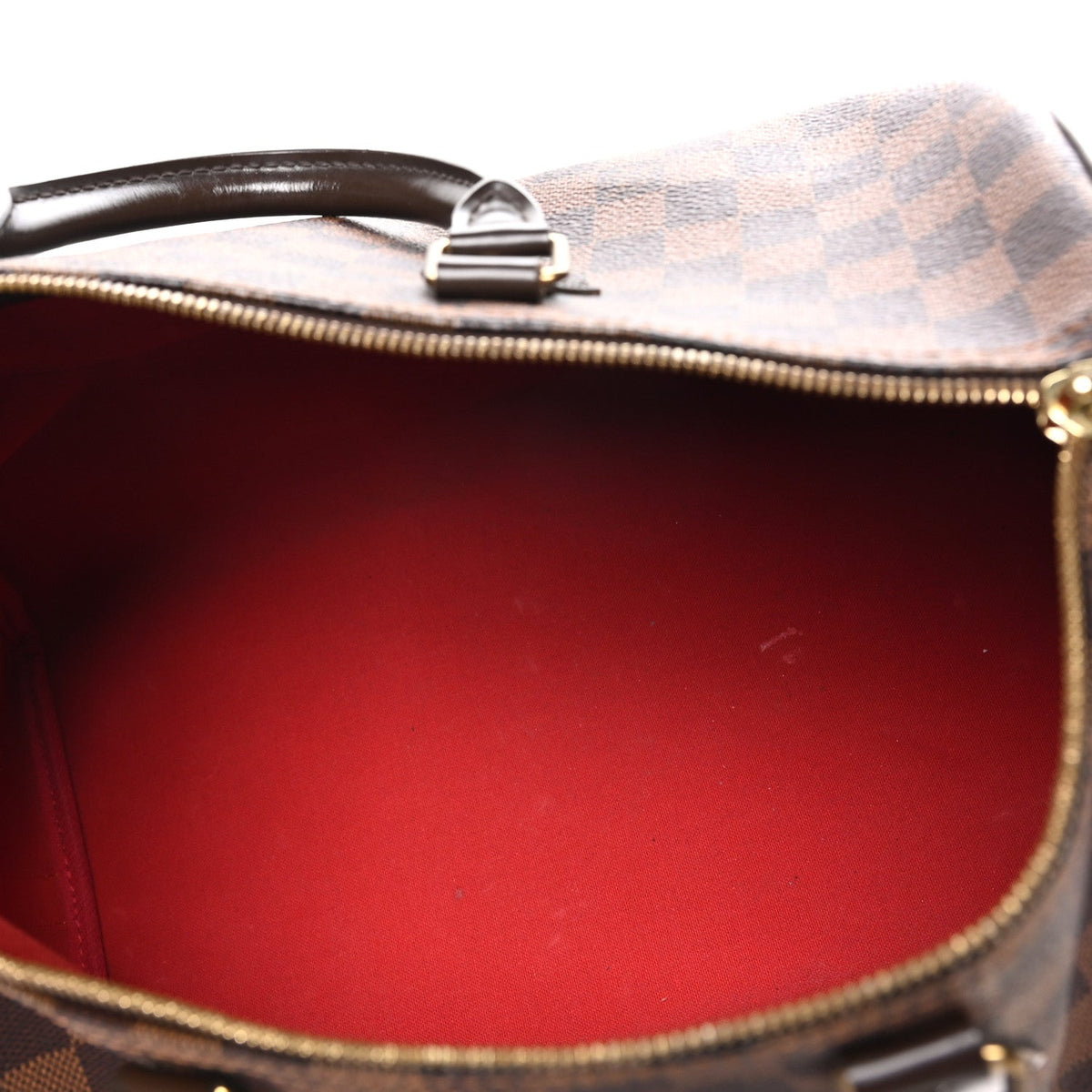 Louis Vuitton Damier Canvas Leather 35 Speedy Bandouliere Bag Brown
