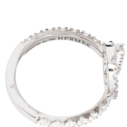 Hermes 18K White Gold Diamond Finesse Ring 49 4.75