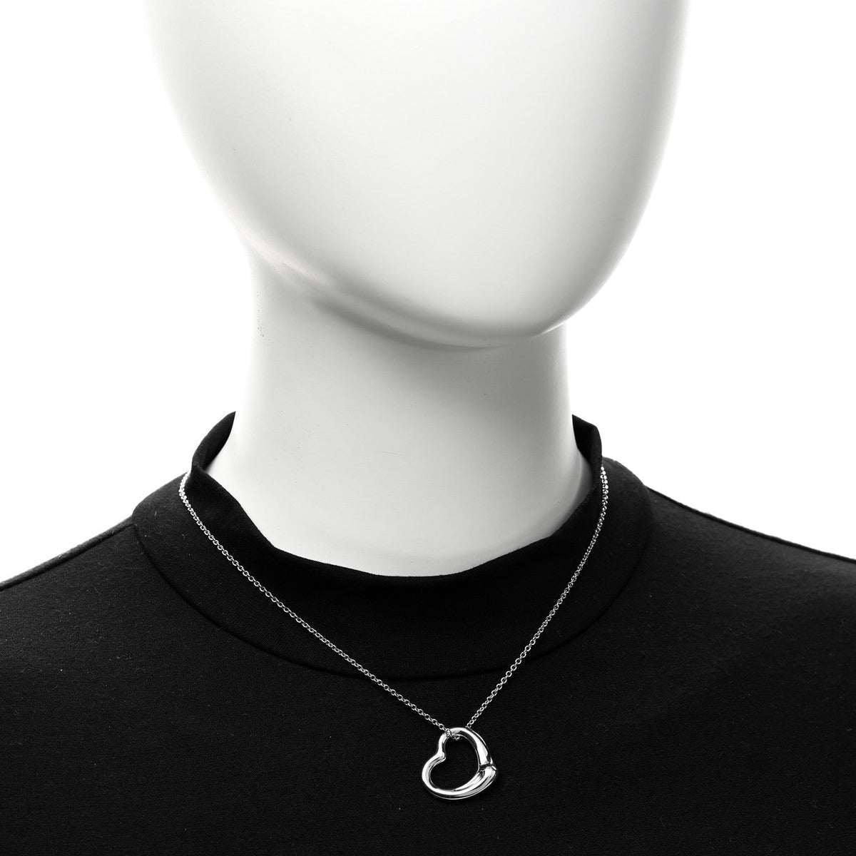 Tiffany Sterling Silver Elsa Peretti 22mm Open Heart Pendant Necklace