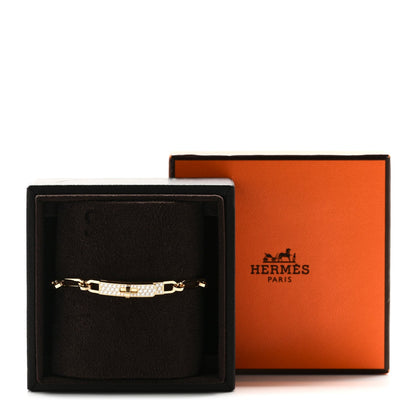 Hermes 18K Yellow Gold Diamond PM Kelly Chaine Bracelet ST