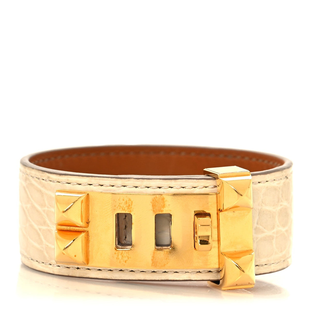 Hermes Matte Alligator Collier de Chien CDC 24 Bracelet T3 Beton