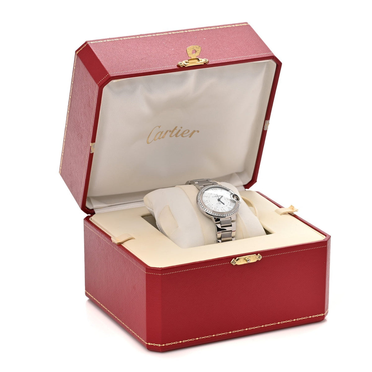 Cartier Stainless Steel Diamond 33mm Ballon Bleu Watch Blue 1921127